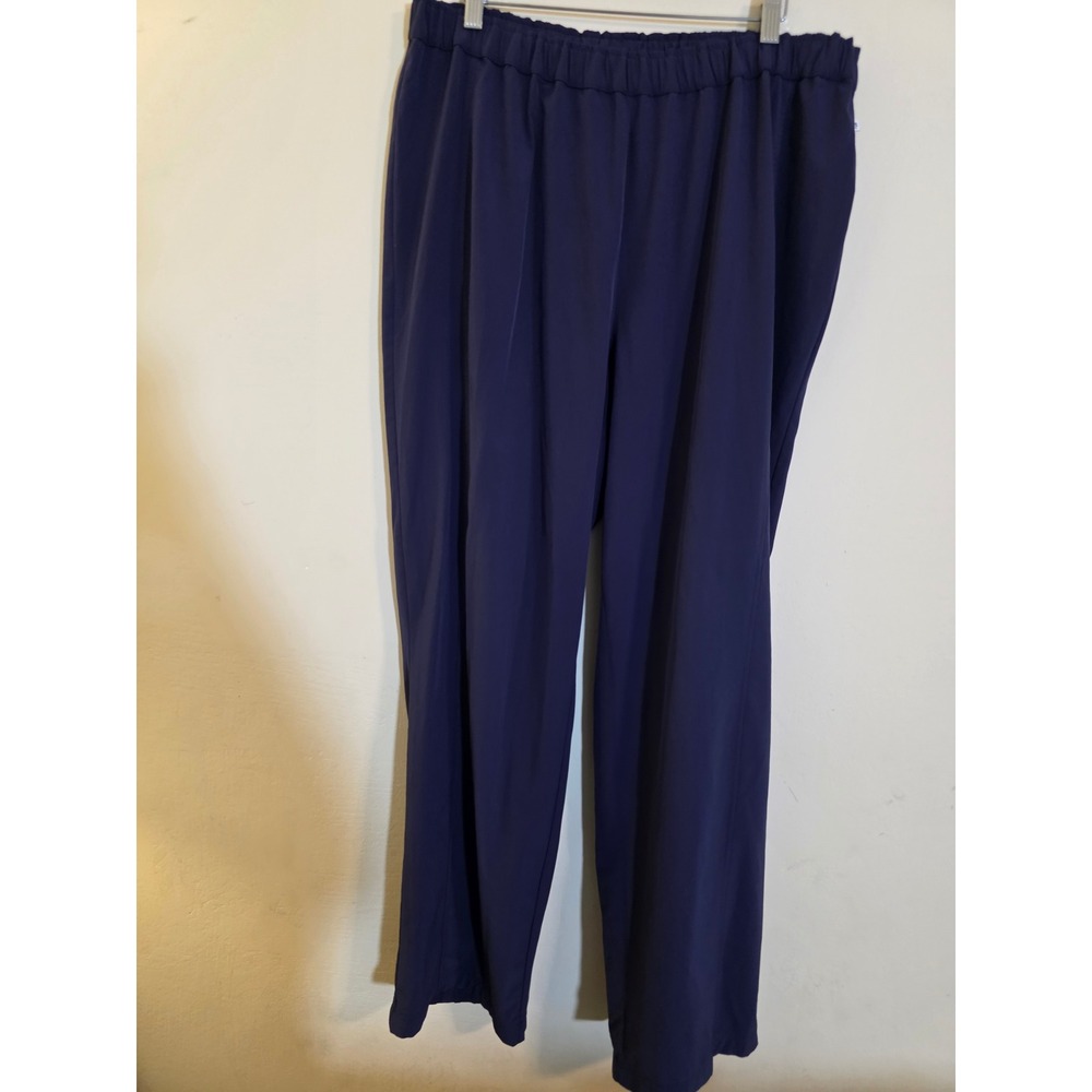 Zenergy by Chicos Navy Blue Elastic Waist Straight Leg Pants Size 3 XL